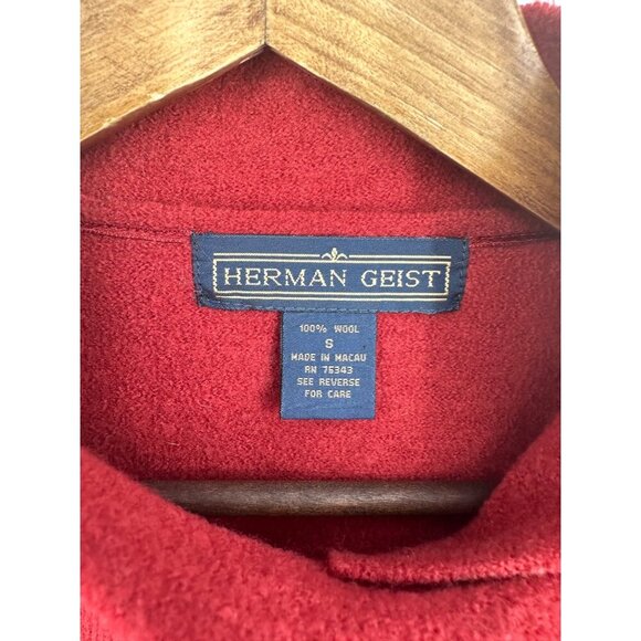 HERMAN GEIST 100% Wool Single Snap Red Cape Size S - Picture 3 of 9
